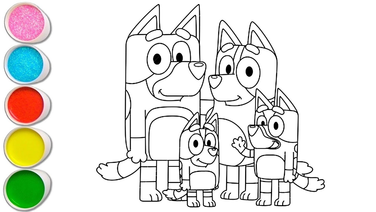 Drawing Coloring A Cute Bluey Family Drawing For Kids Let Draw Together Bluey YouTube