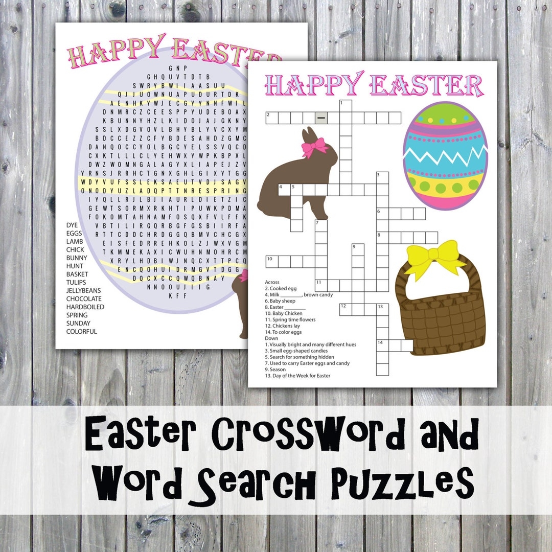 Easter Crossword Puzzle And Word Search Party Game Printables Instant Download Etsy Israel