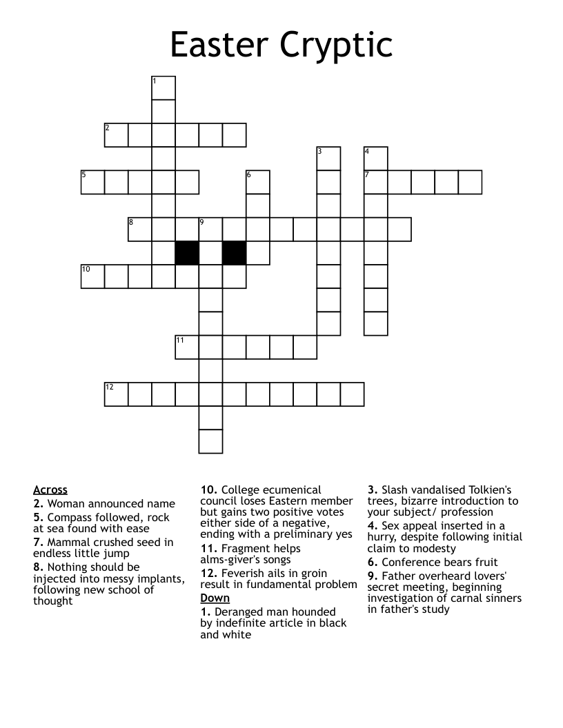 Easter Cryptic Crossword WordMint