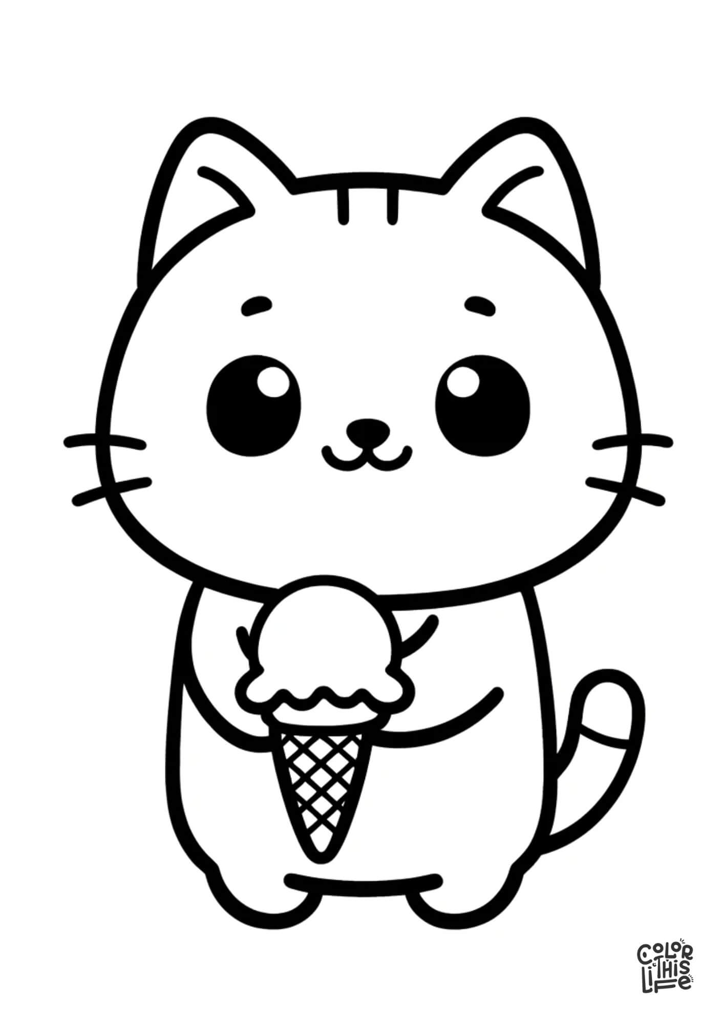 Easy Kitty Ice Cream Coloring Page For Kids Color This Life Easy Kitty Ice Cream Coloring Page For Kids Color This Life