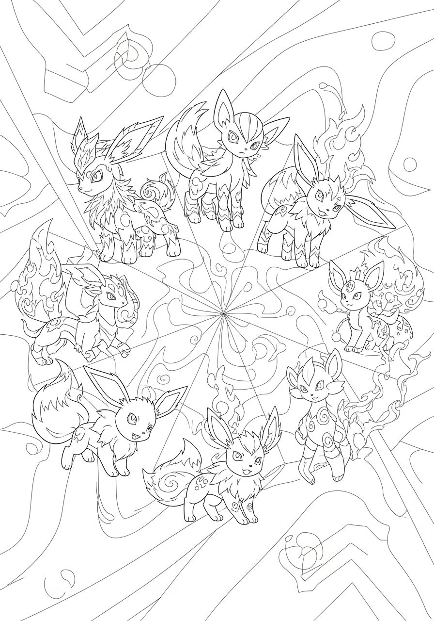eevee evolutions coloring pages