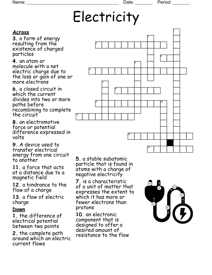 Electric Charge And Current Crossword WordMint