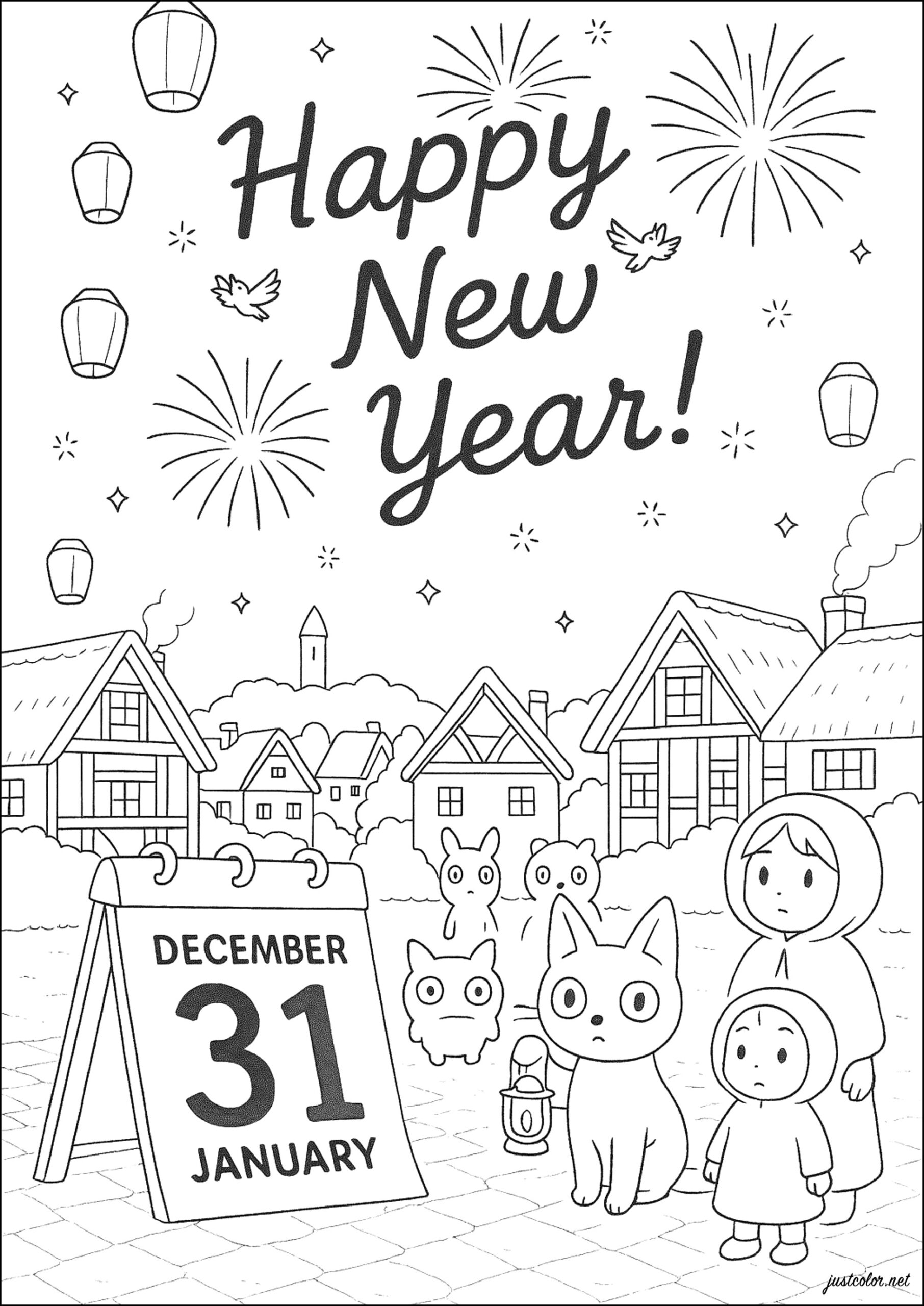 Enchanting New Year s Celebration Happy New Year Coloring Pages For Kids