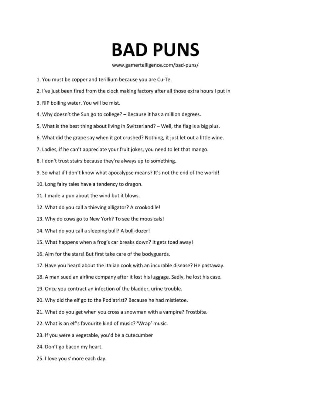 Enjoy 31 Epic Bad Puns Hilarious Certified To Really Make You Laugh Mantelligence Enjoy 31 Epic Bad Puns Hilarious Certified To Really Make You Laugh Mantelligence