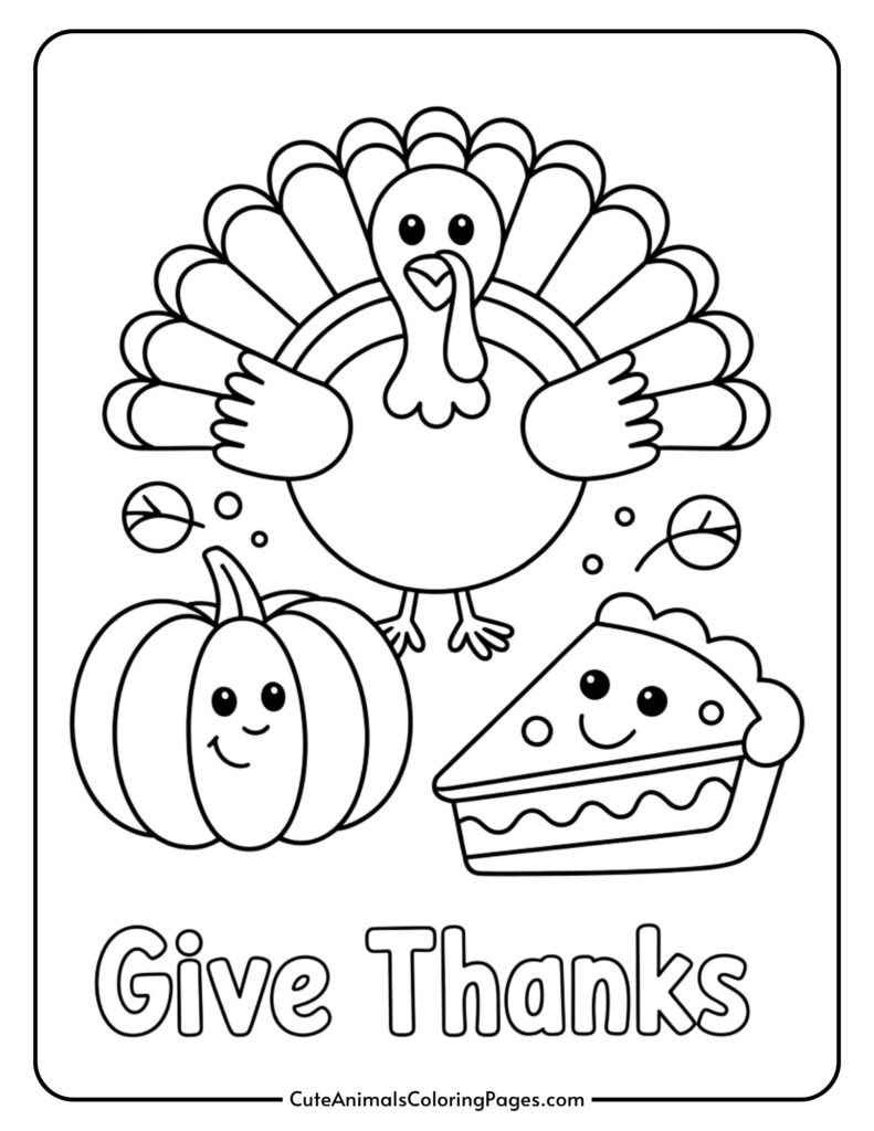 Fall And Thanksgiving Coloring Pages For Kids 5 Pages Cute Animals Coloring Pages