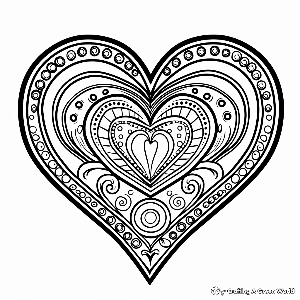 Fancy Heart Coloring Pages Free Printable 