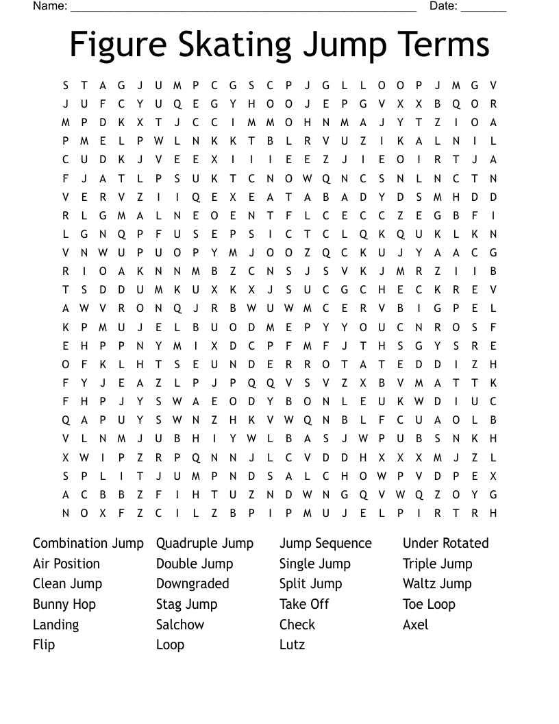 Figure Skating Jump Terms Word Search WordMint