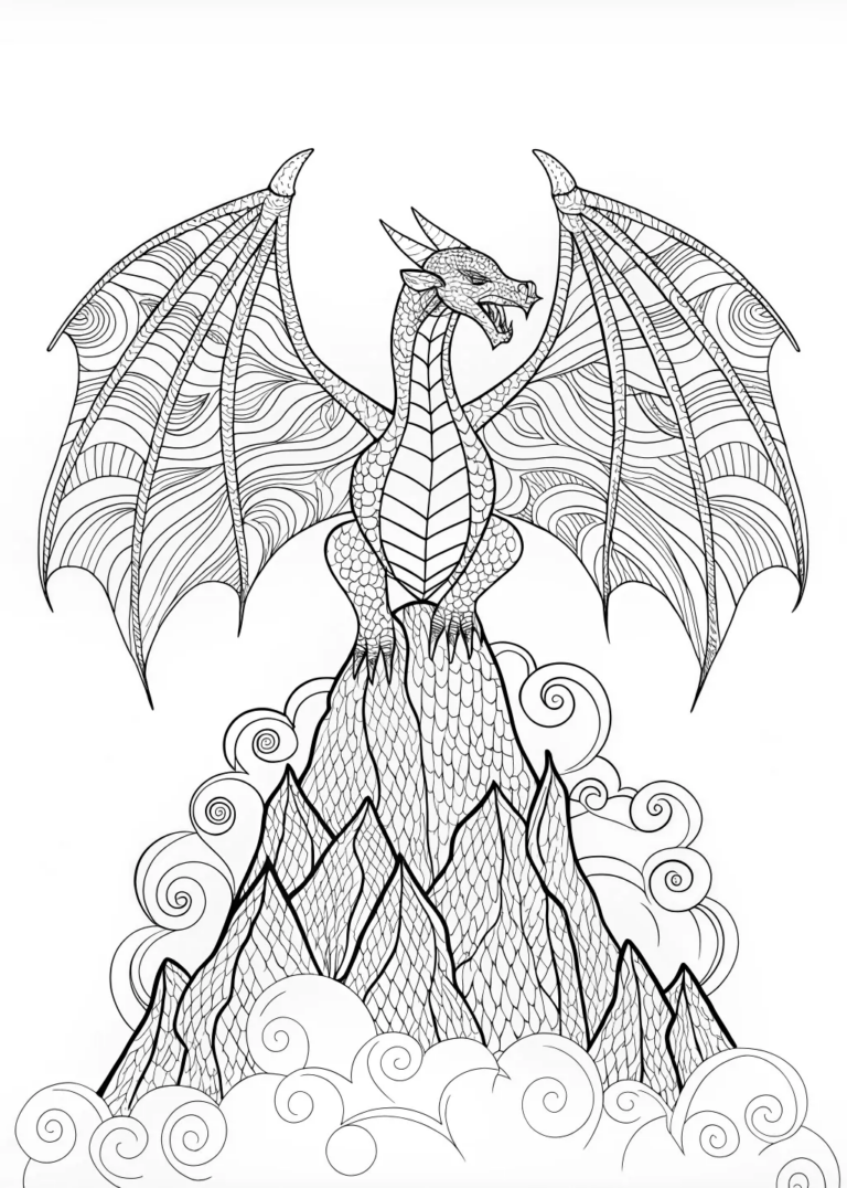 Fire Breathing Dragon Coloring Page Free Printable