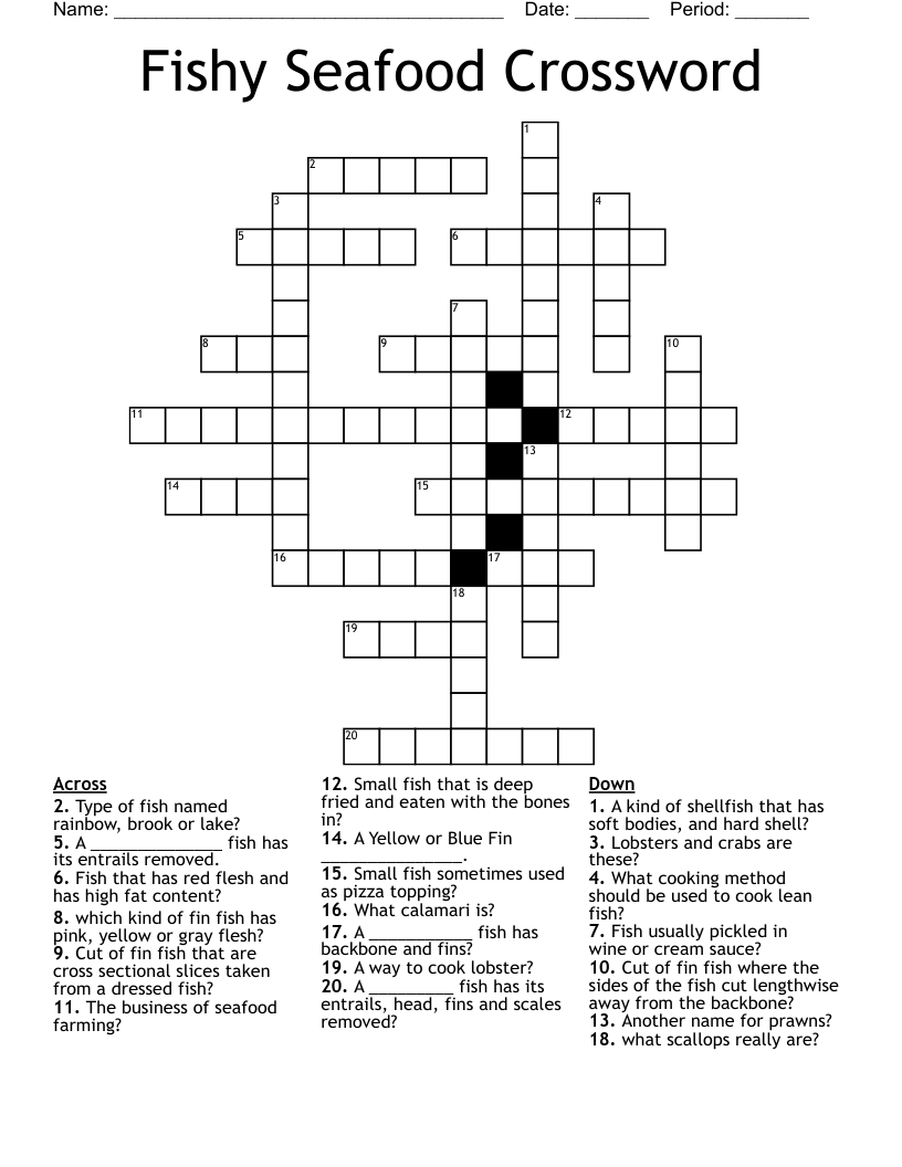 Fishy Seafood Crossword WordMint