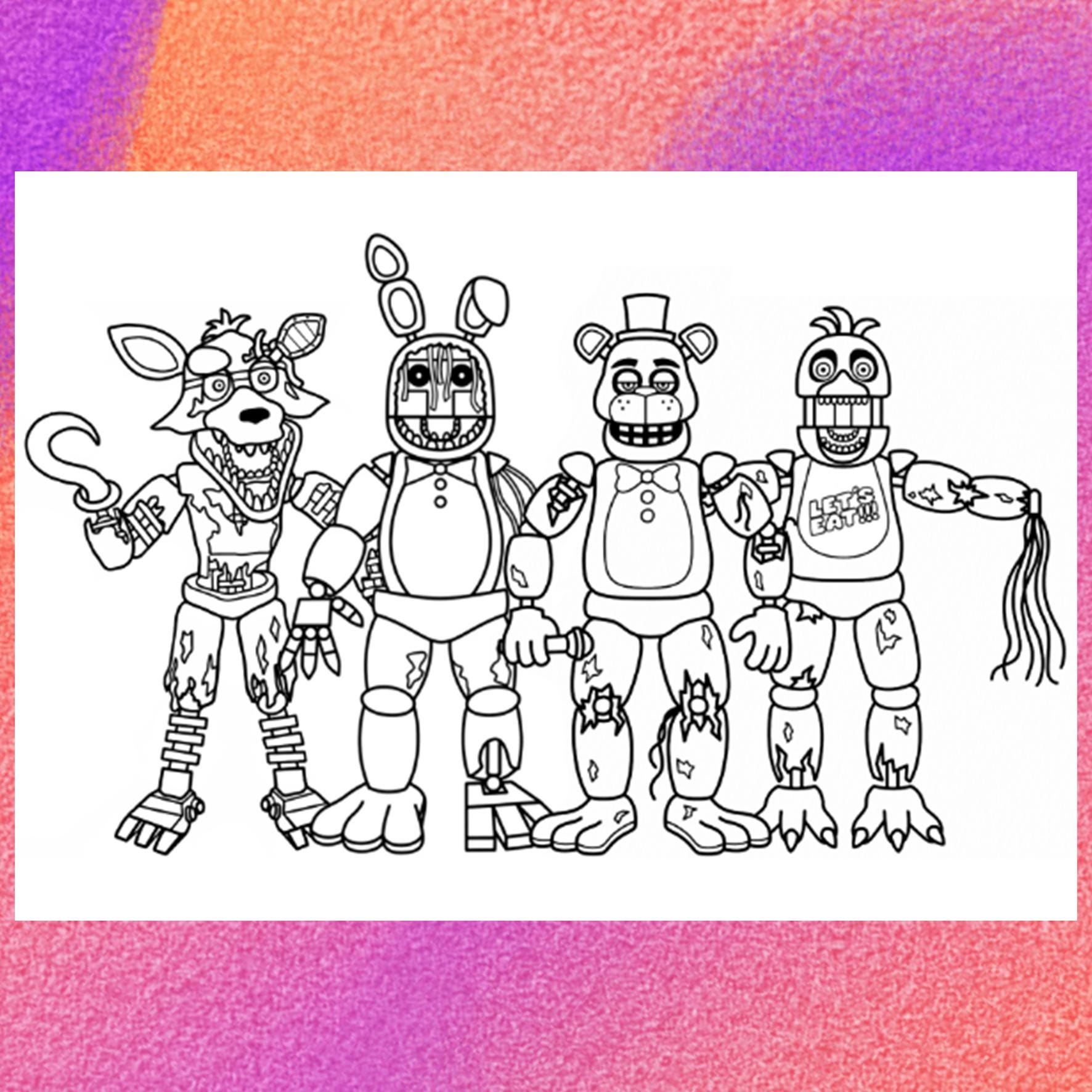 Five Nights Coloring Page 1 PNG And 1 PDF A4 Size Digital Download Etsy