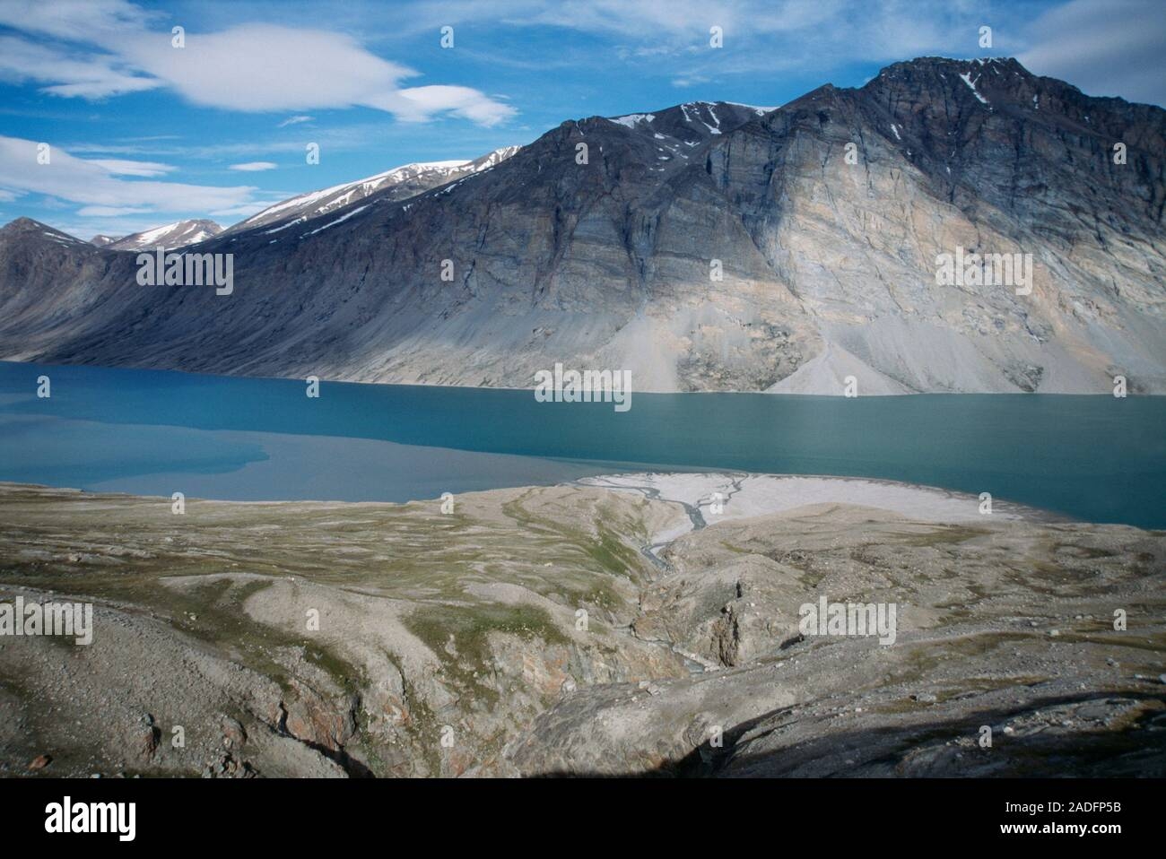 Fjord This Narrow Inlet Of The Sea Was Formed When A Valley Carved By A Moving Glacier Flooded A Meltwater River narrow Grey Line Lower Frame Fo Stock Photo Alamy
