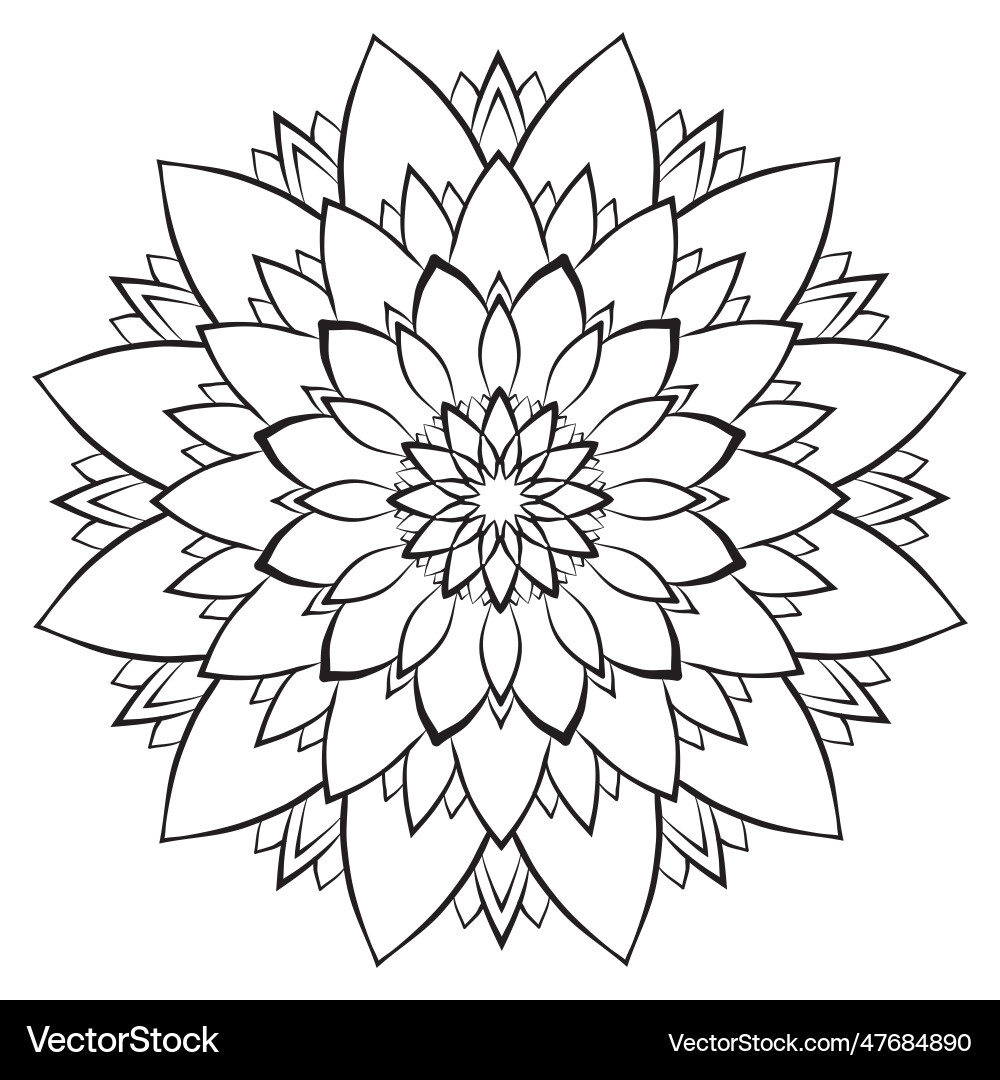 Flower Mandala Coloring Page Simple Symmetric Royalty Free Vector VectorStock
