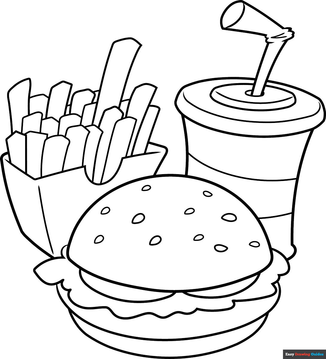 Food Coloring Page Easy Drawing Guides