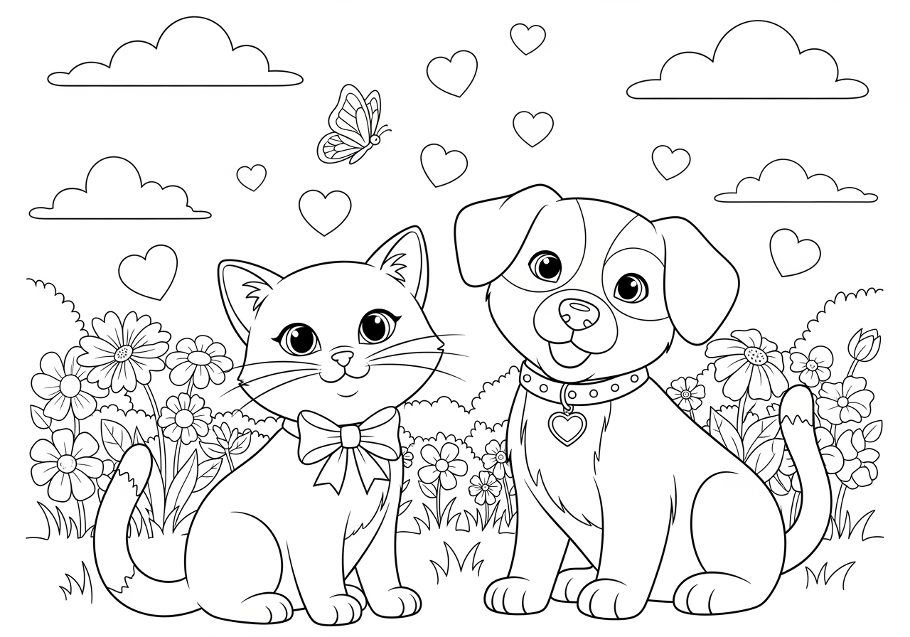 dog and cat coloring pages