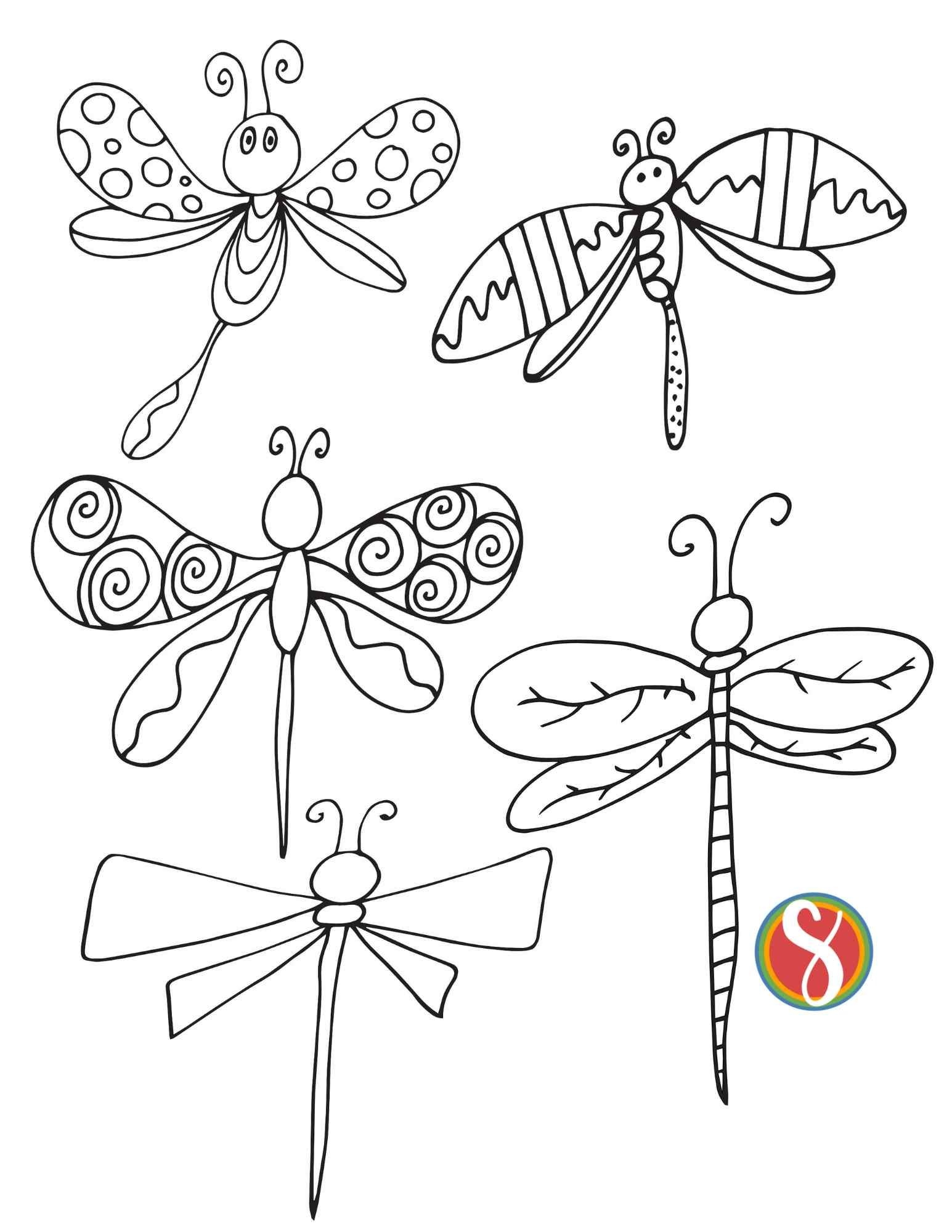 Free Dragonfly Coloring Pages Stevie Doodles