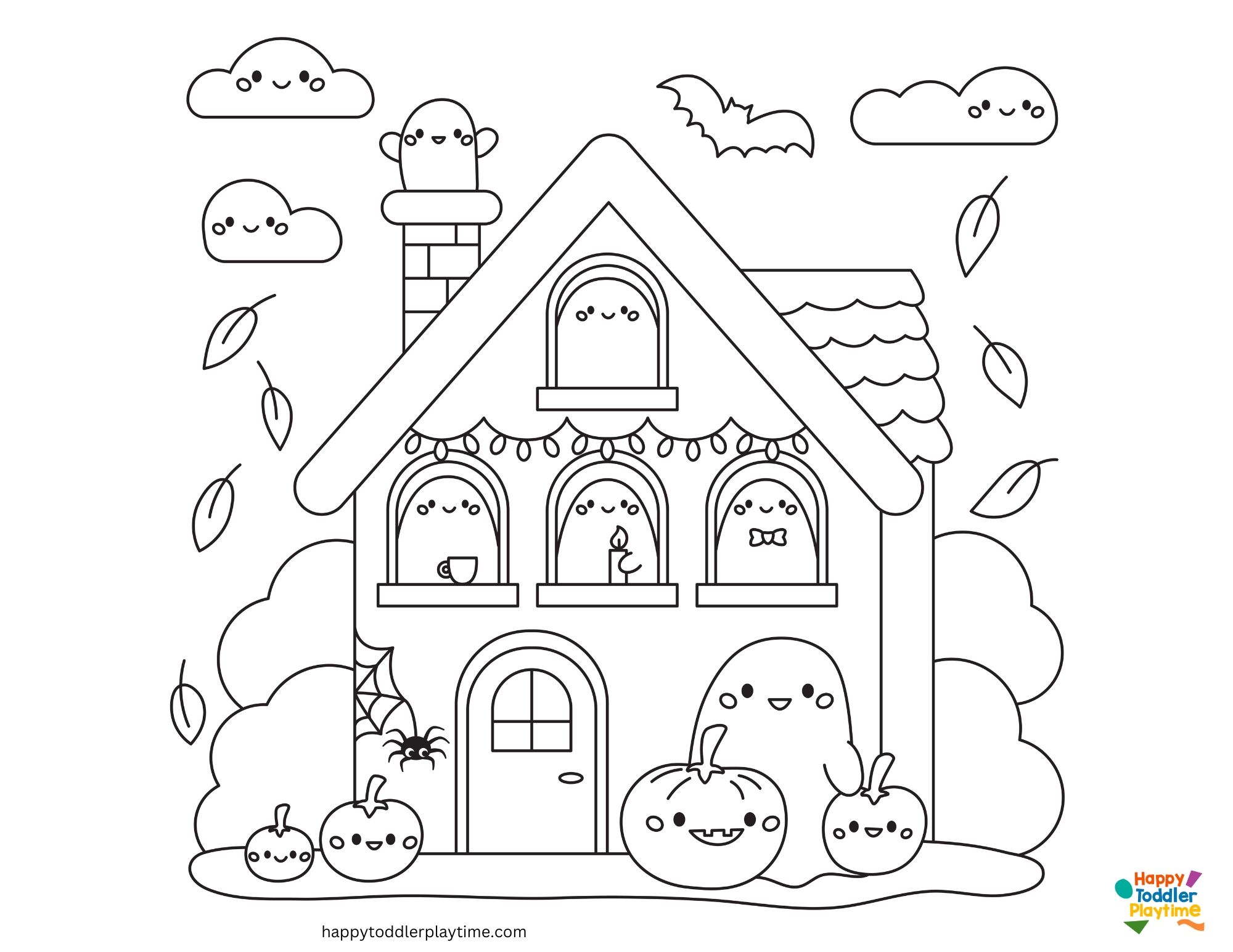 Free Haunted House Coloring Pages Happy Toddler Playtime