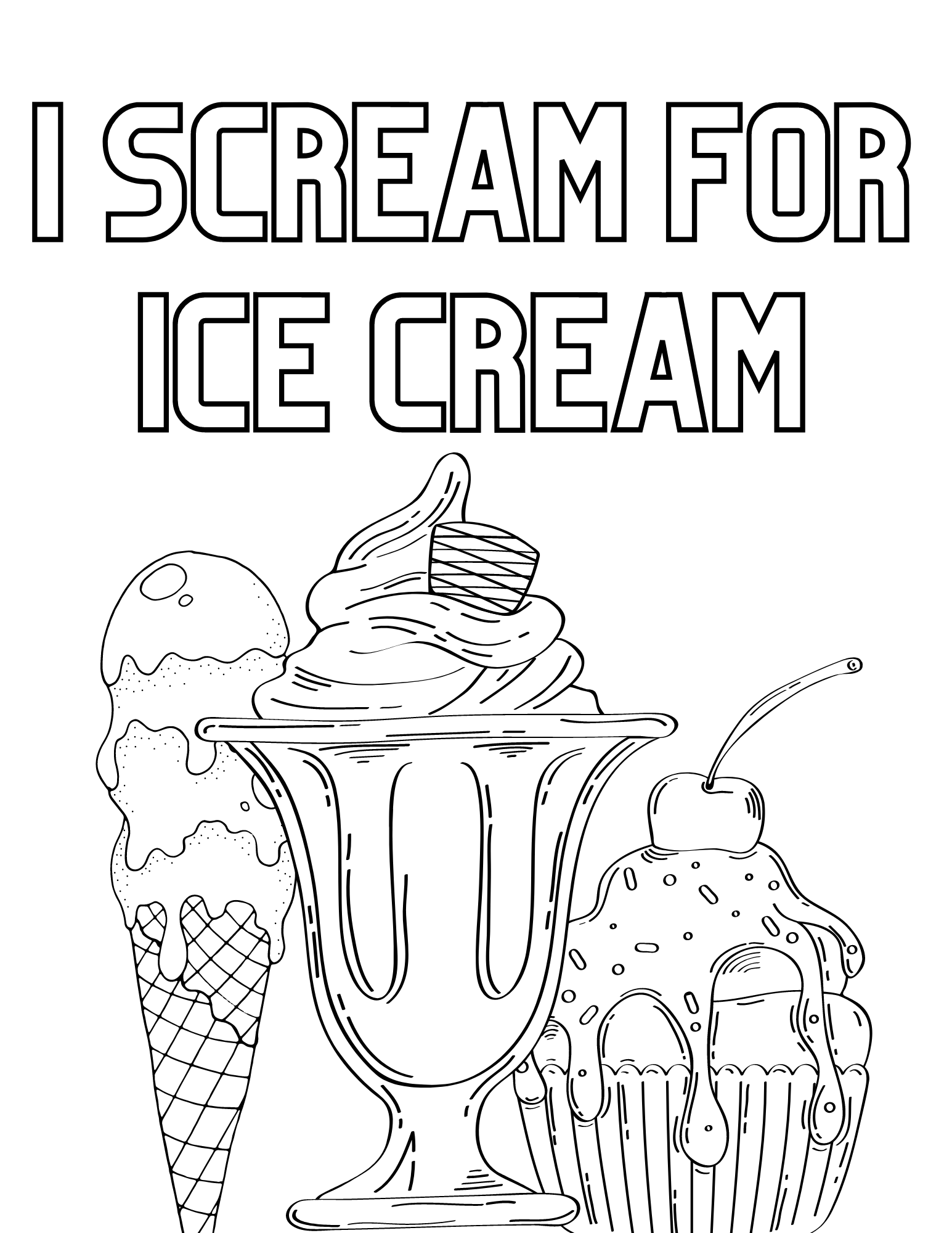 Free Ice Cream Coloring Pages For Kids And Adults