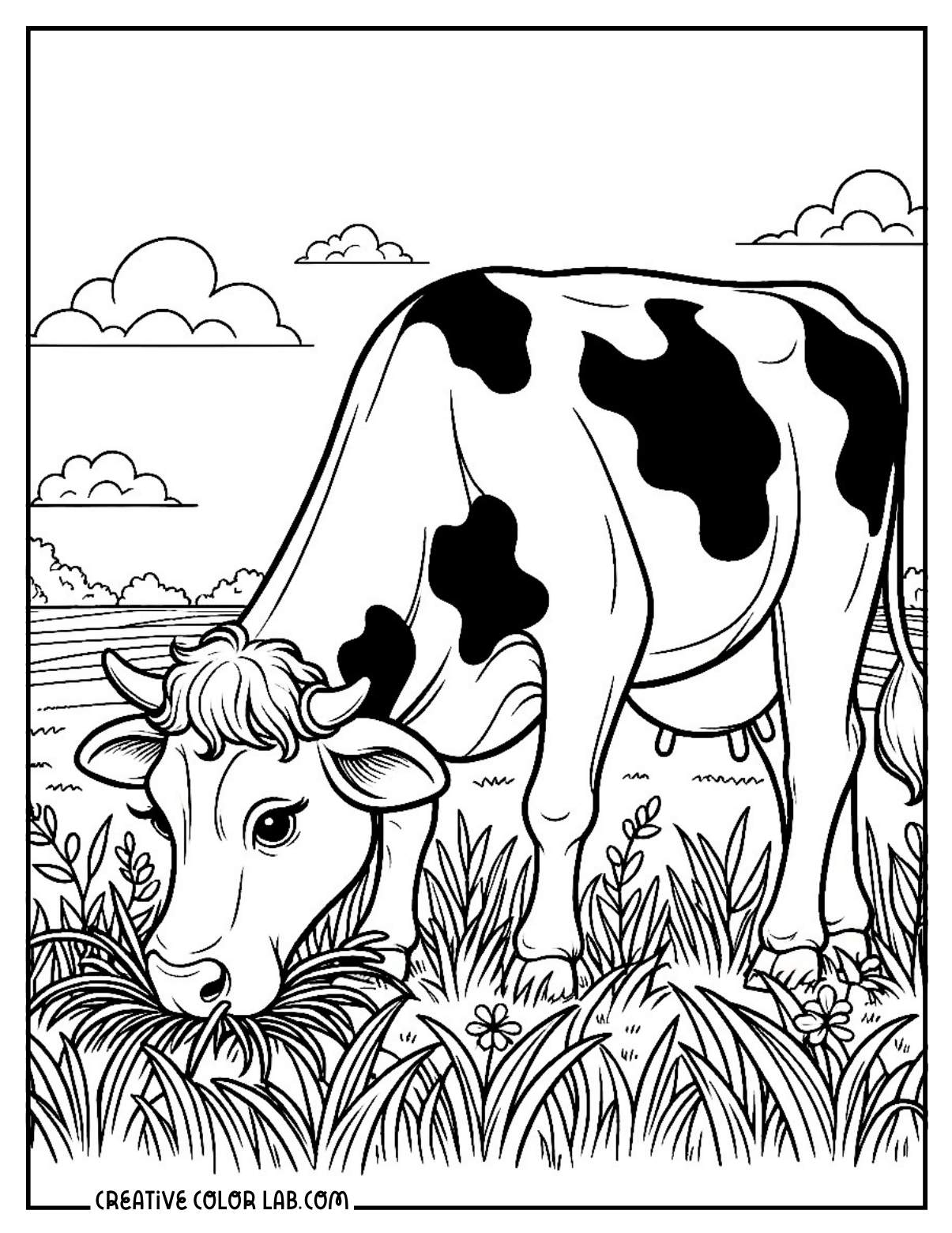 coloring sheet of a cow