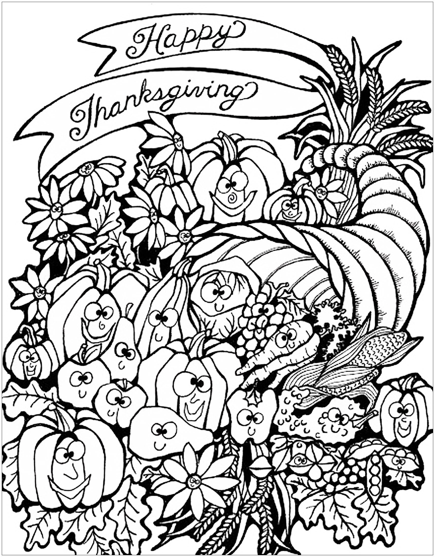 Free Thanksgiving Drawing To Print And Color Thanksgiving Coloring Pages For Kids