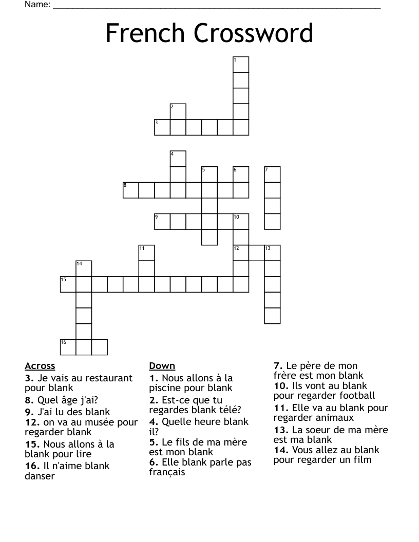 French Crossword WordMint