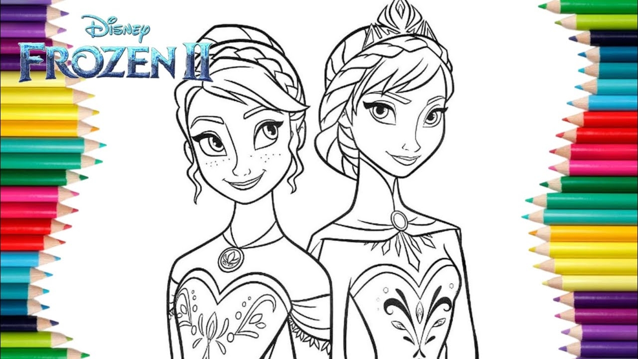 Frozen Elsa Anna Coloring Pages Disney Princess Coloring Frozen 2 Elsa Coloring YouTube