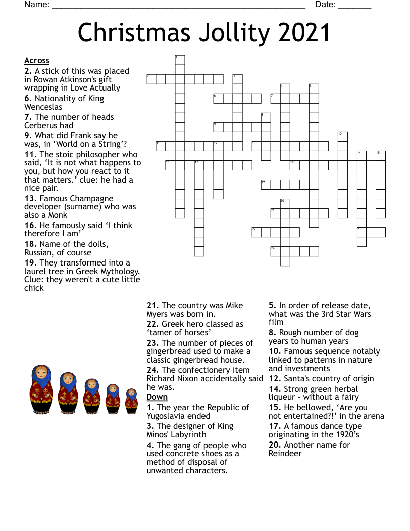 Gingerbread Friends Crossword Puzzle WordMint
