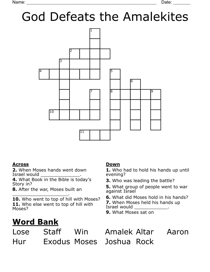 God Defeats The Amalekites Crossword WordMint