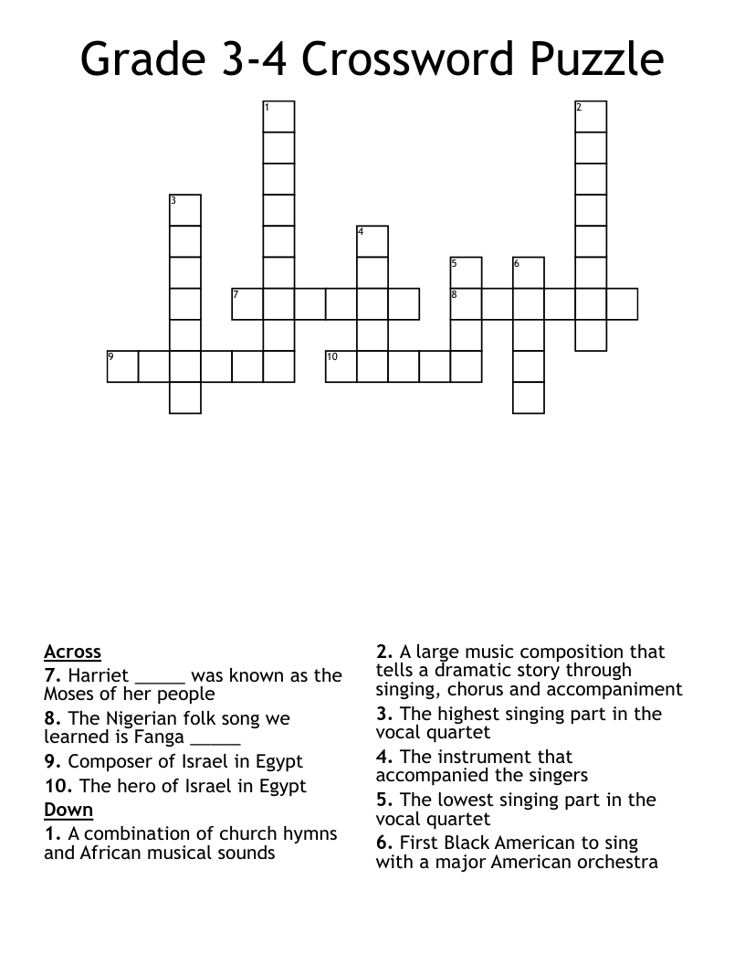 Grade 3 4 Crossword Puzzle WordMint Grade 3 4 Crossword Puzzle WordMint