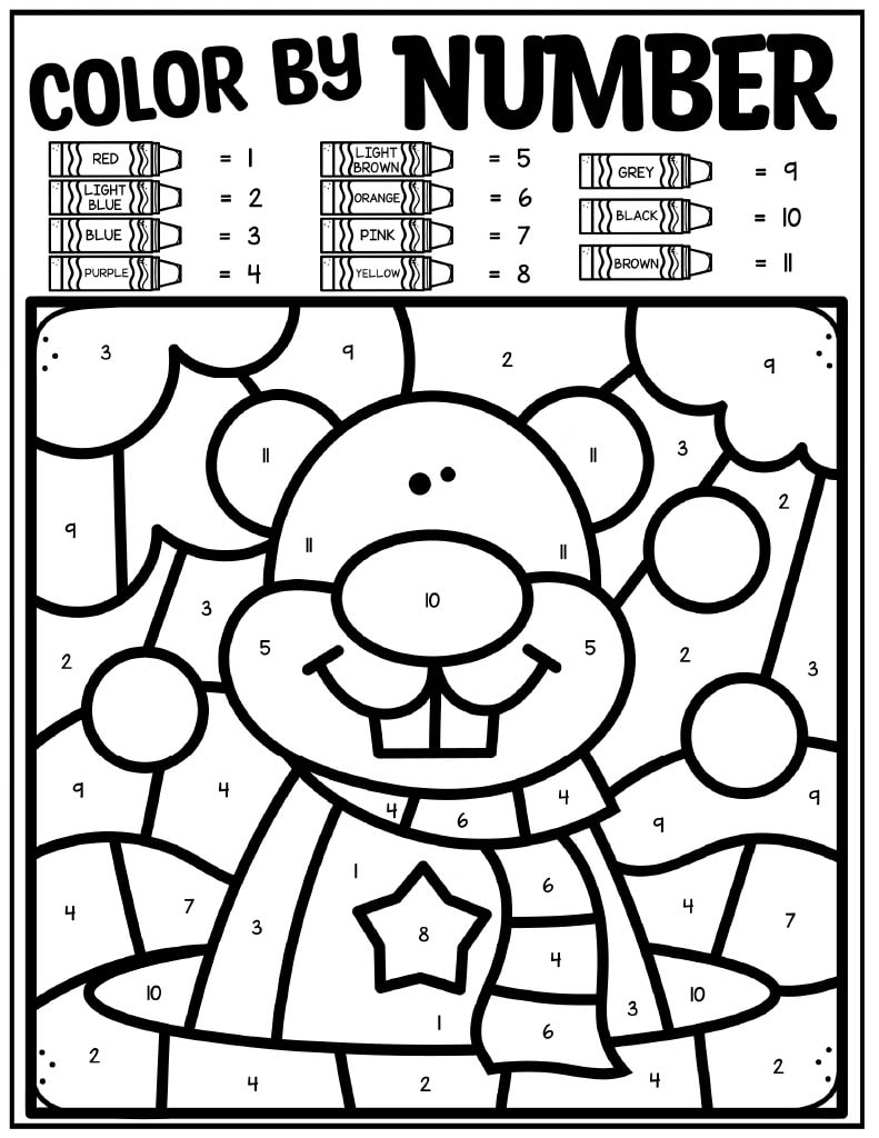 Groundhog Day Color By Number Pages Kids Activity Zone Groundhog Day Color By Number Pages Kids Activity Zone