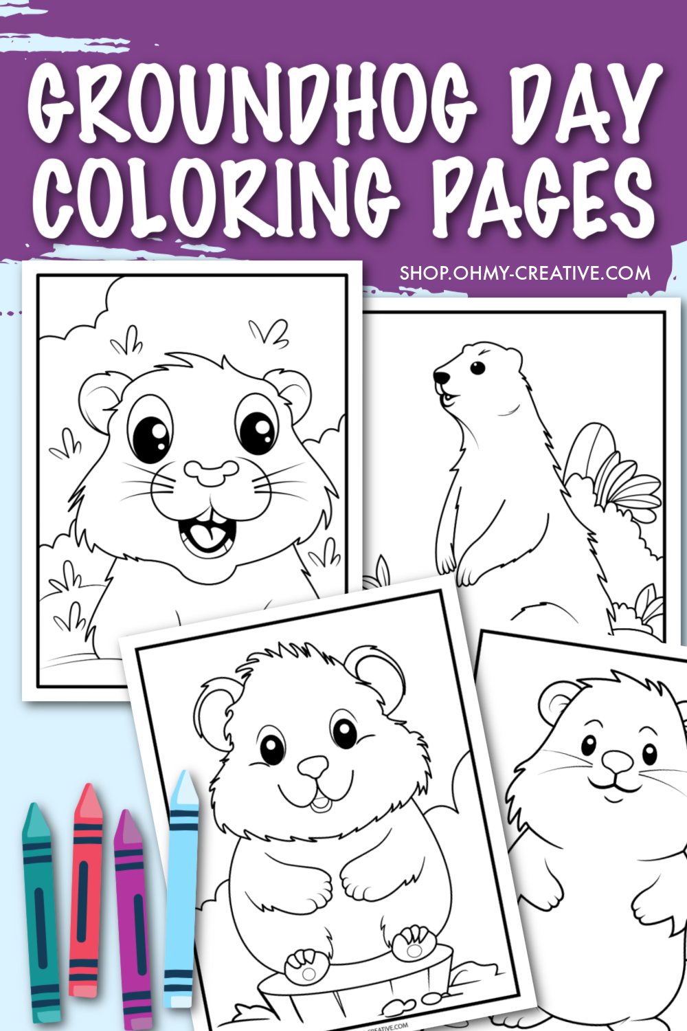 Groundhog Day Coloring Sheets OhMy Creative Shop Groundhog Day Coloring Sheets OhMy Creative Shop