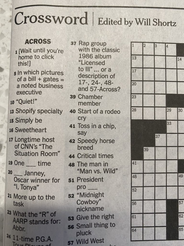 Guess Who s A Clue Today In The nytimes Crossword Puzzle Check Out 17 ACROSS 