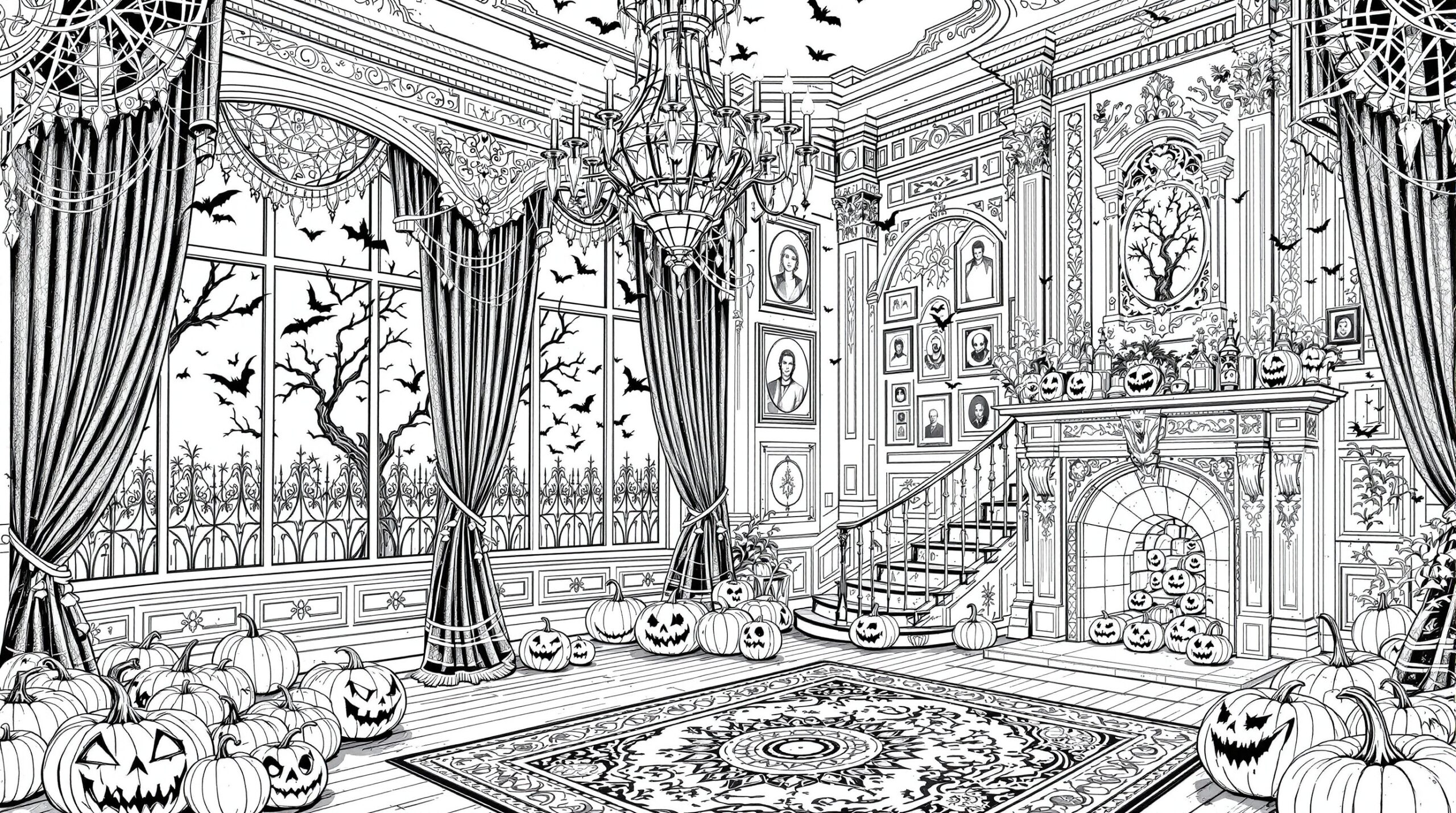 haunted house coloring page