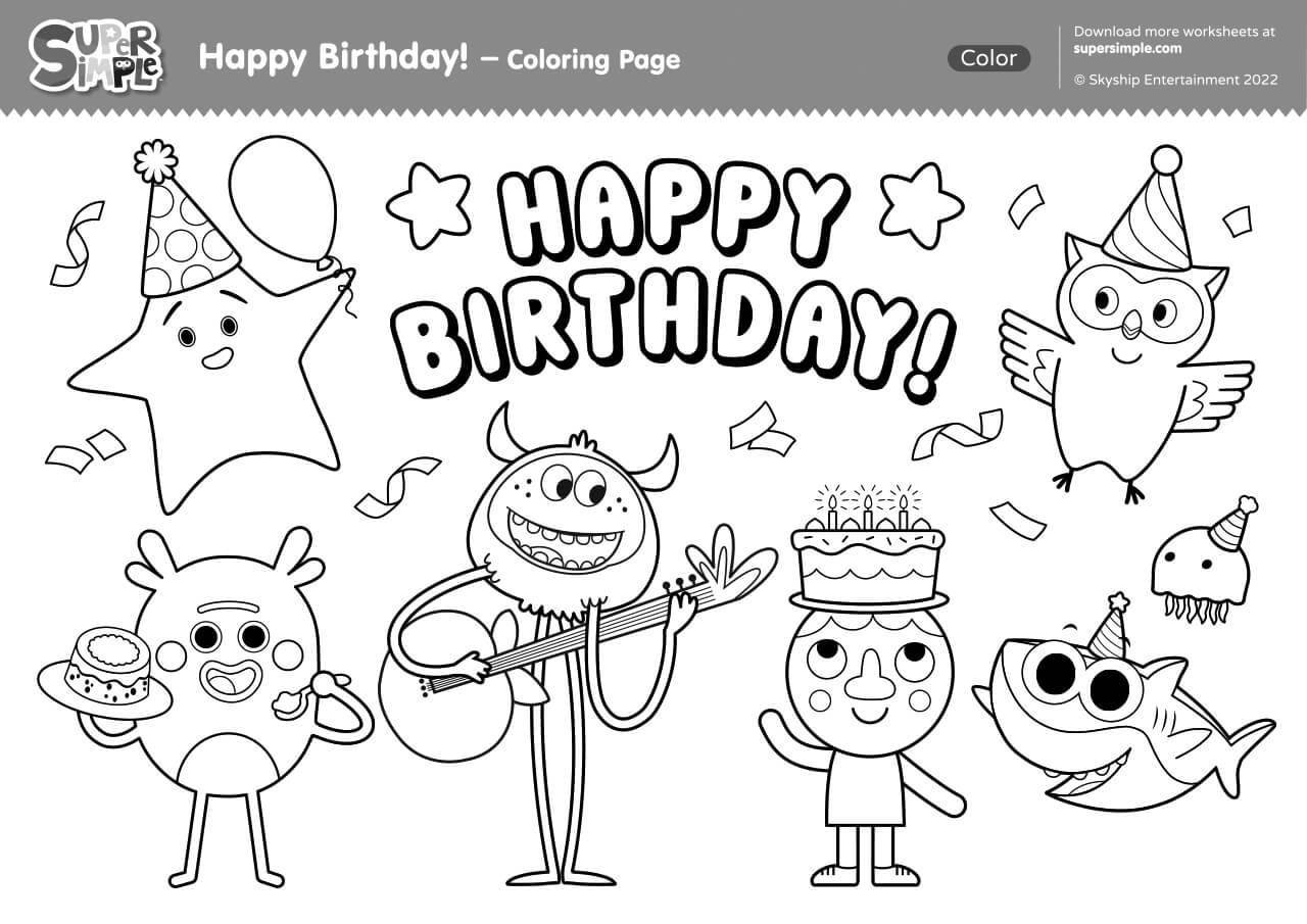 happy birthday coloring sheet