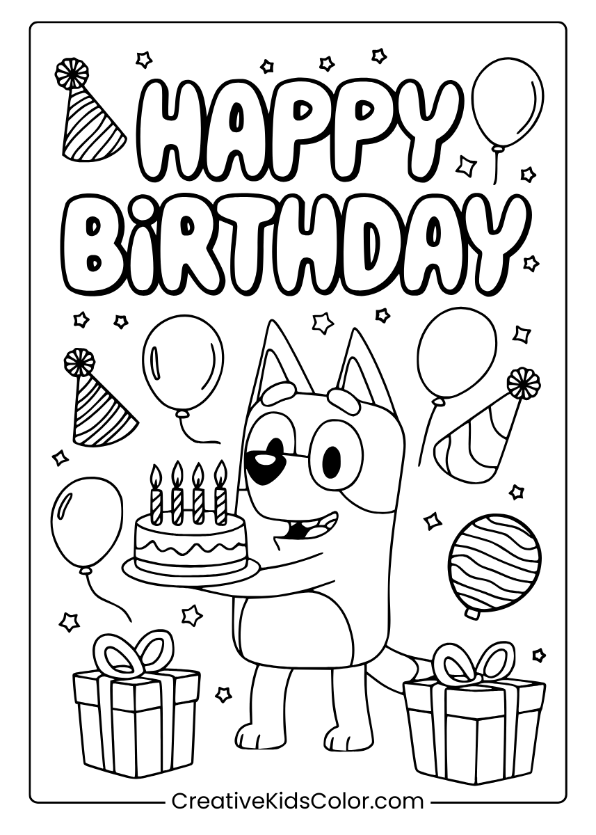 happy birthday printable coloring page