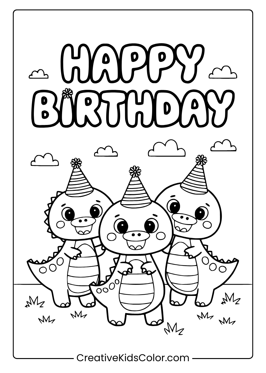 Happy Birthday Coloring Pages Free Printable PDFs 