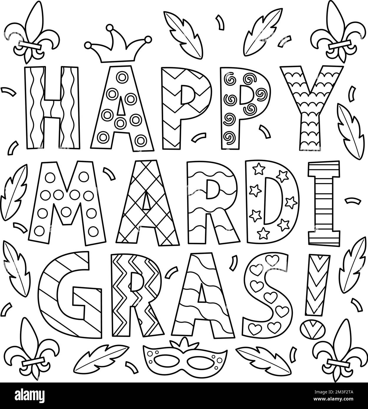 Happy Mardi Gras Coloring Page For Kids Stock Vector Image Art Alamy Happy Mardi Gras Coloring Page For Kids Stock Vector Image Art Alamy