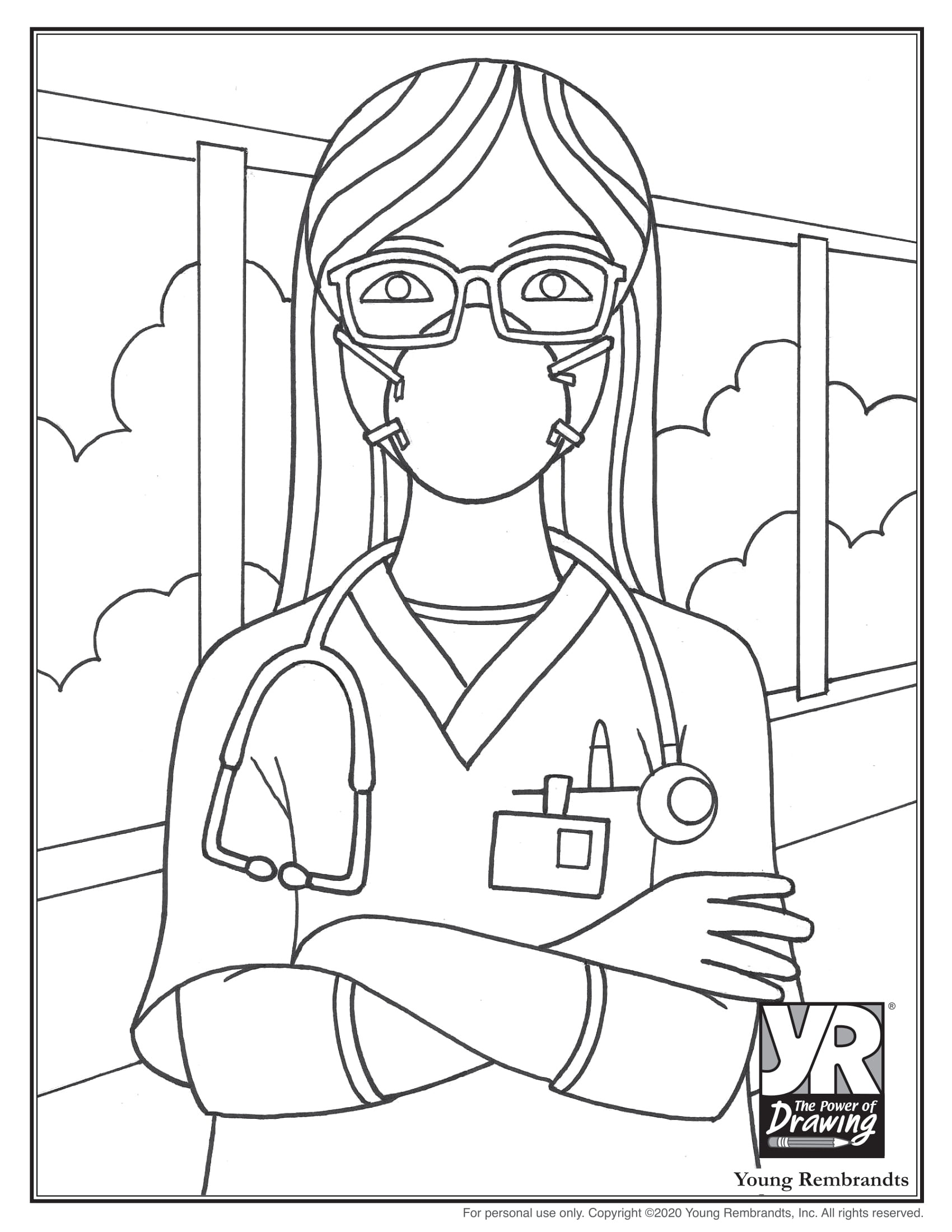 Healthcare Worker Coloring Page Young Rembrandts Shop