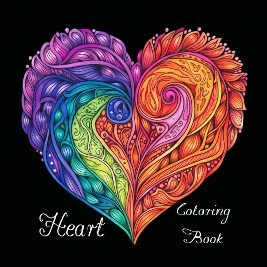 Heart Coloring Book For Adults With Black Background Patterns Landscapes Flowers And More In A Heart Shape Nature Coloring Books Beautiful Flowers Breath Taking Landscapes And Unique Houses Petersen Mel 9798396472563
