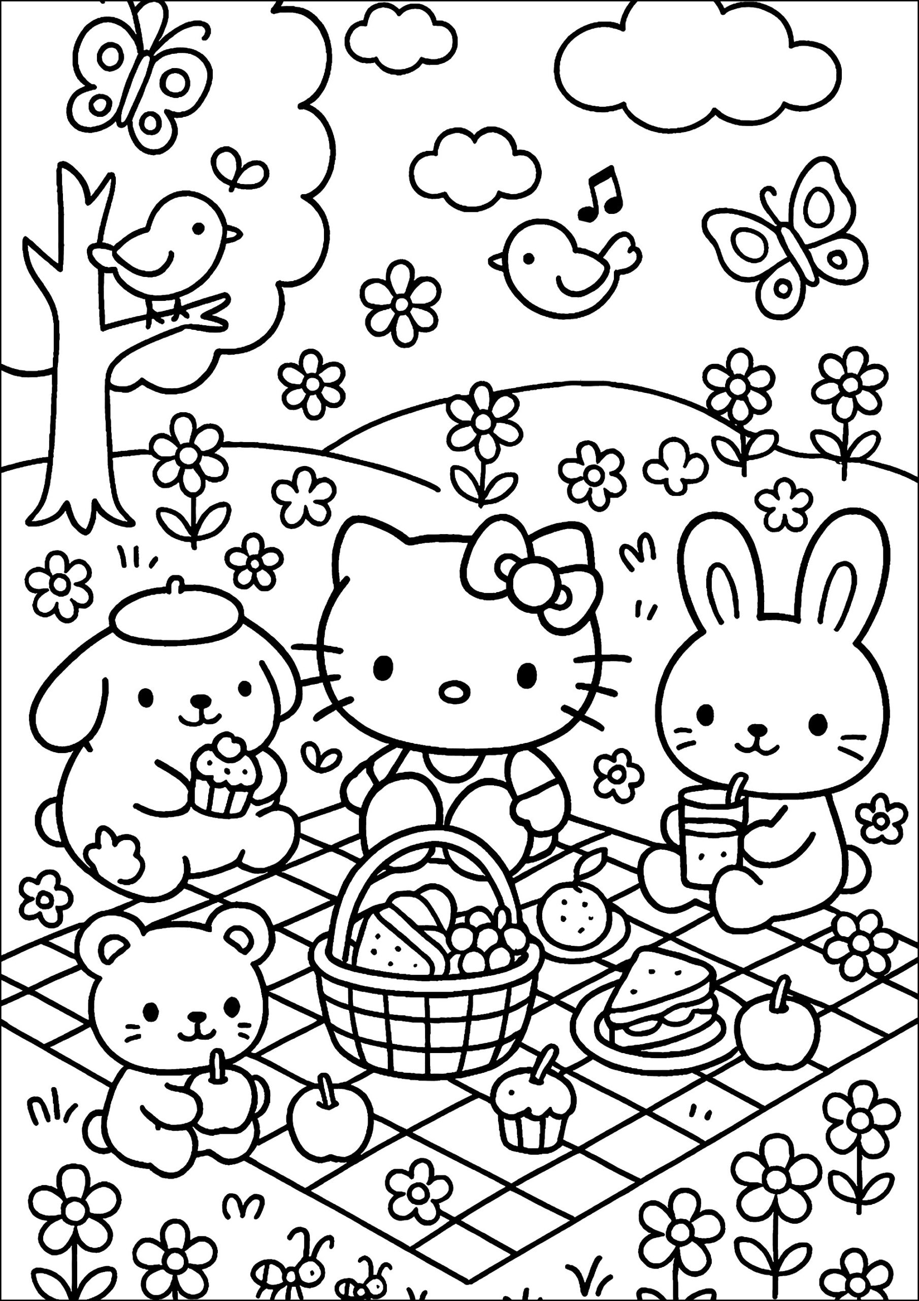 Hello Kitty And Friends Picnic Hello Kitty Coloring Pages Hello Kitty And Friends Picnic Hello Kitty Coloring Pages