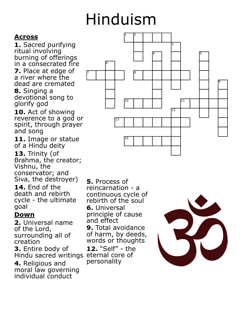 Hinduism Crossword WordMint