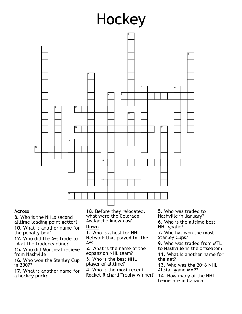 buffalo hockey player crossword clue