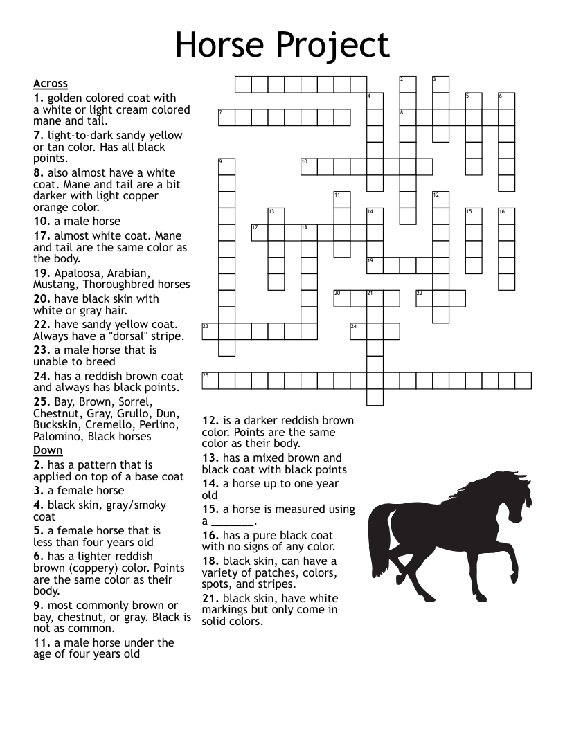 Horse Project Crossword WordMint
