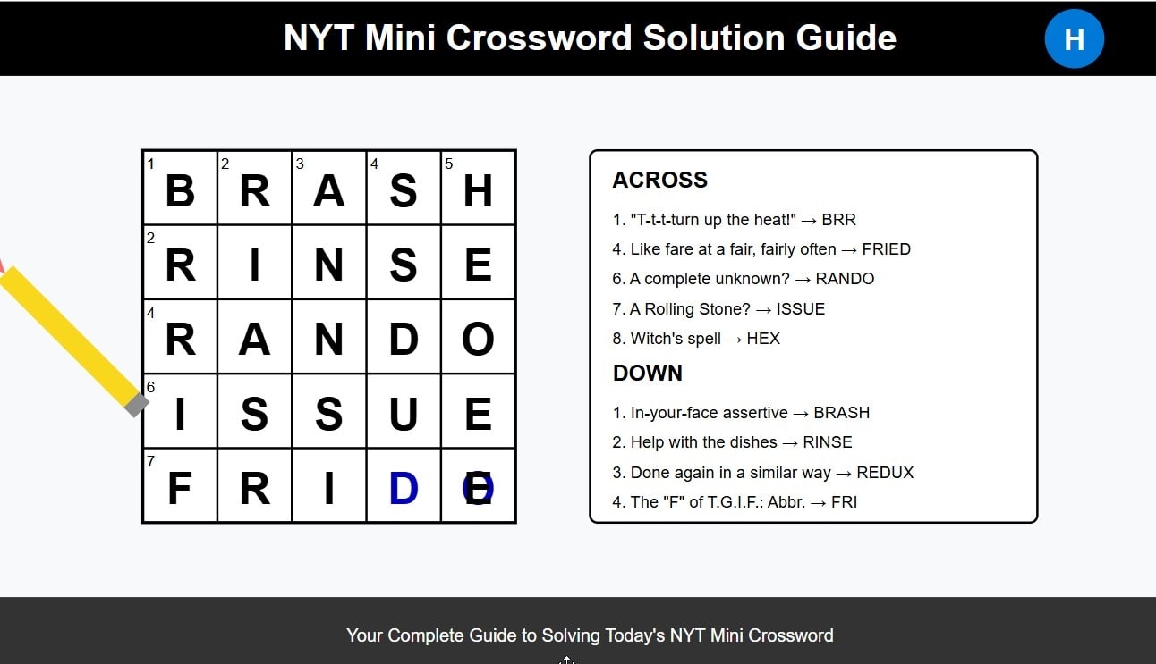 How To Solve Today s NYT Mini Crossword Puzzle 16 April 2025 H2S Media