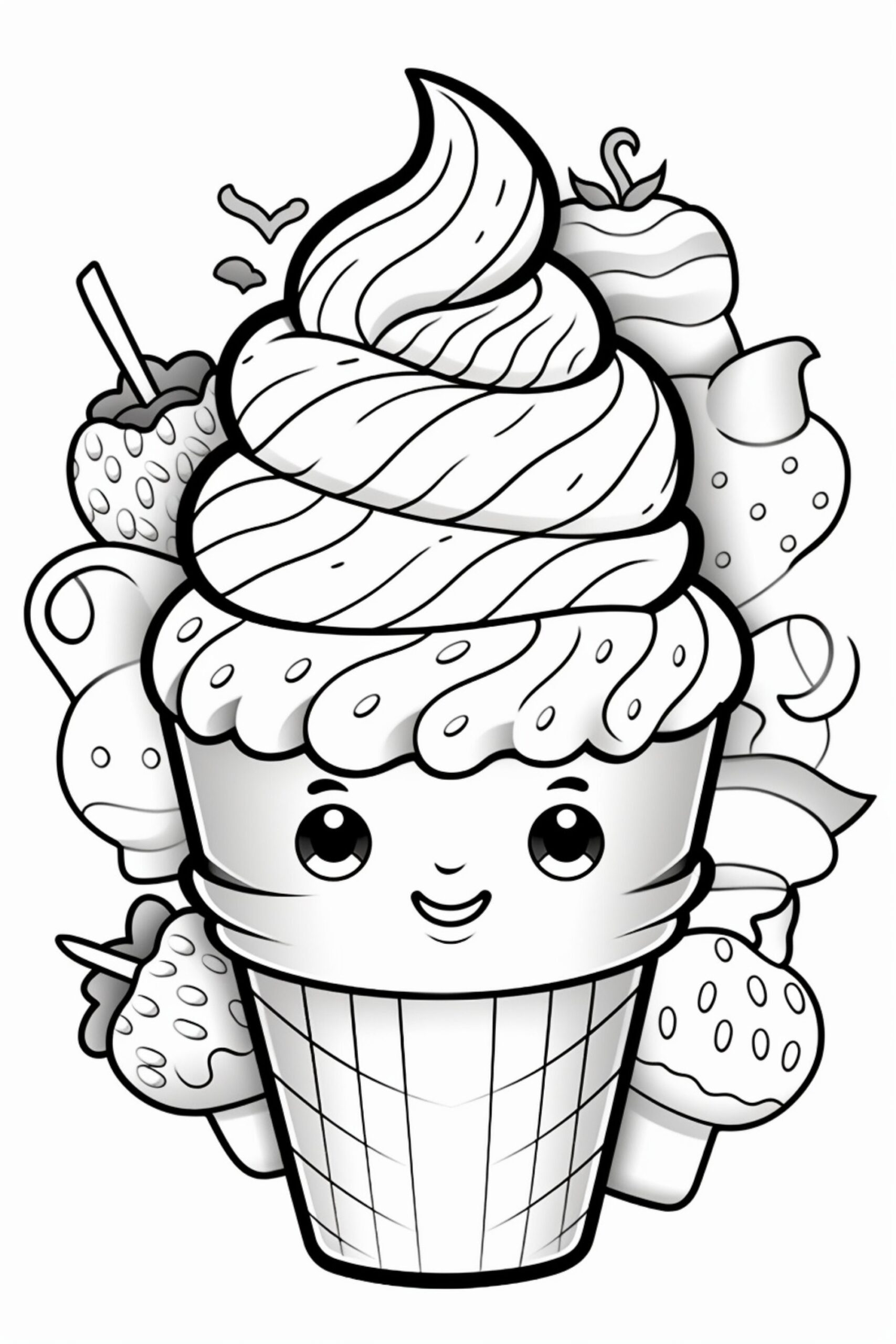 Ice Cream 1 Coloring Pages 5 Etsy
