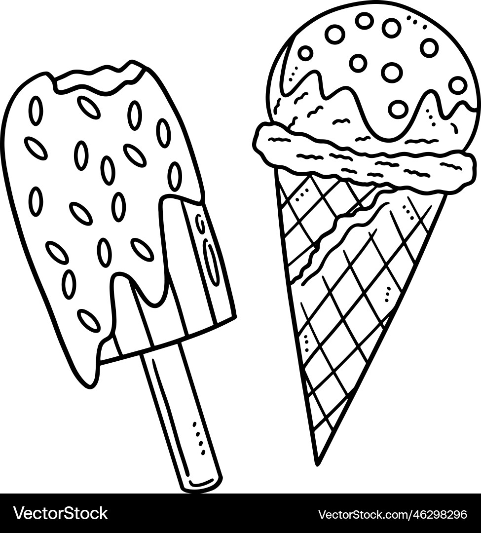 Ice Cream Isolated Coloring Page For Kids Royalty Free Vector VectorStock