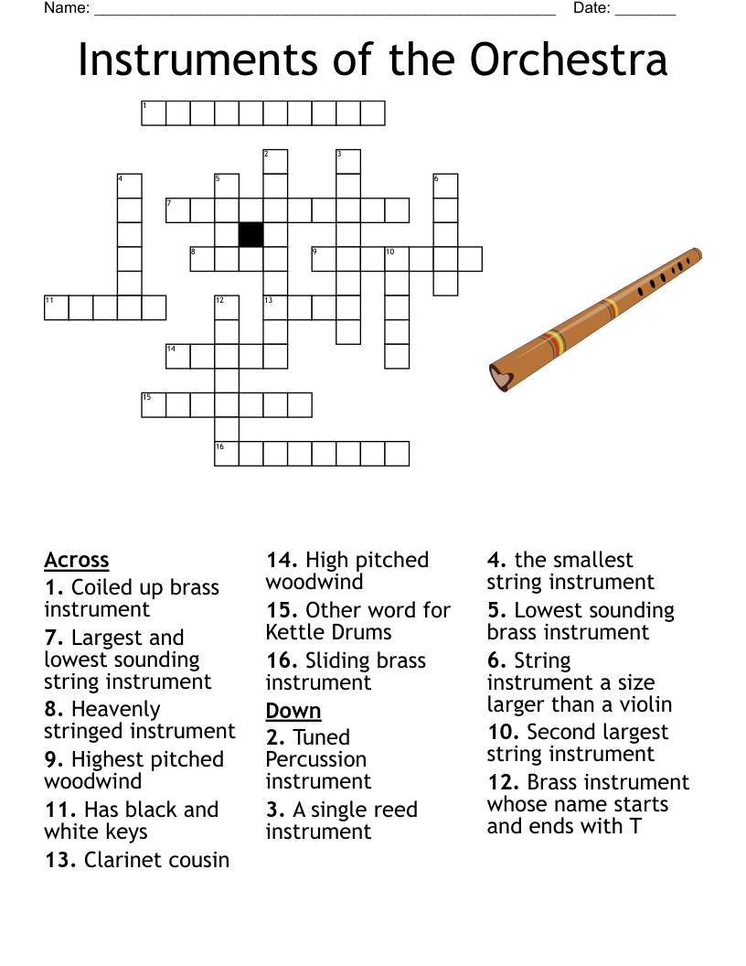 Instruments Of The Orchestra Crossword Puzzle WordMint