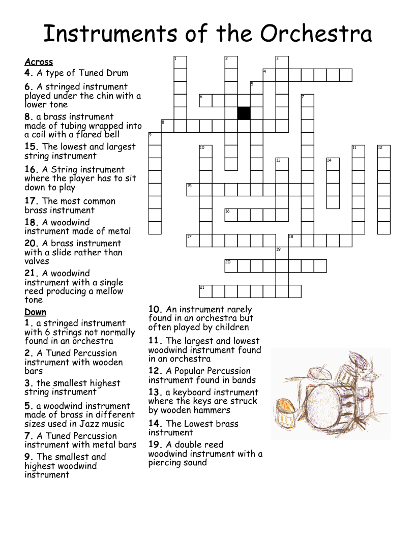 Instruments Of The Orchestra Crossword WordMint