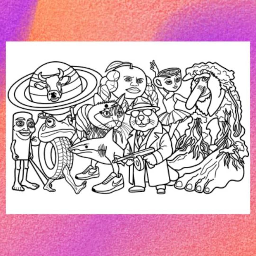 Italian Brainrot Animals Coloring Page 1 PNG 1 PDF A4 Size digital Download Printable Etsy