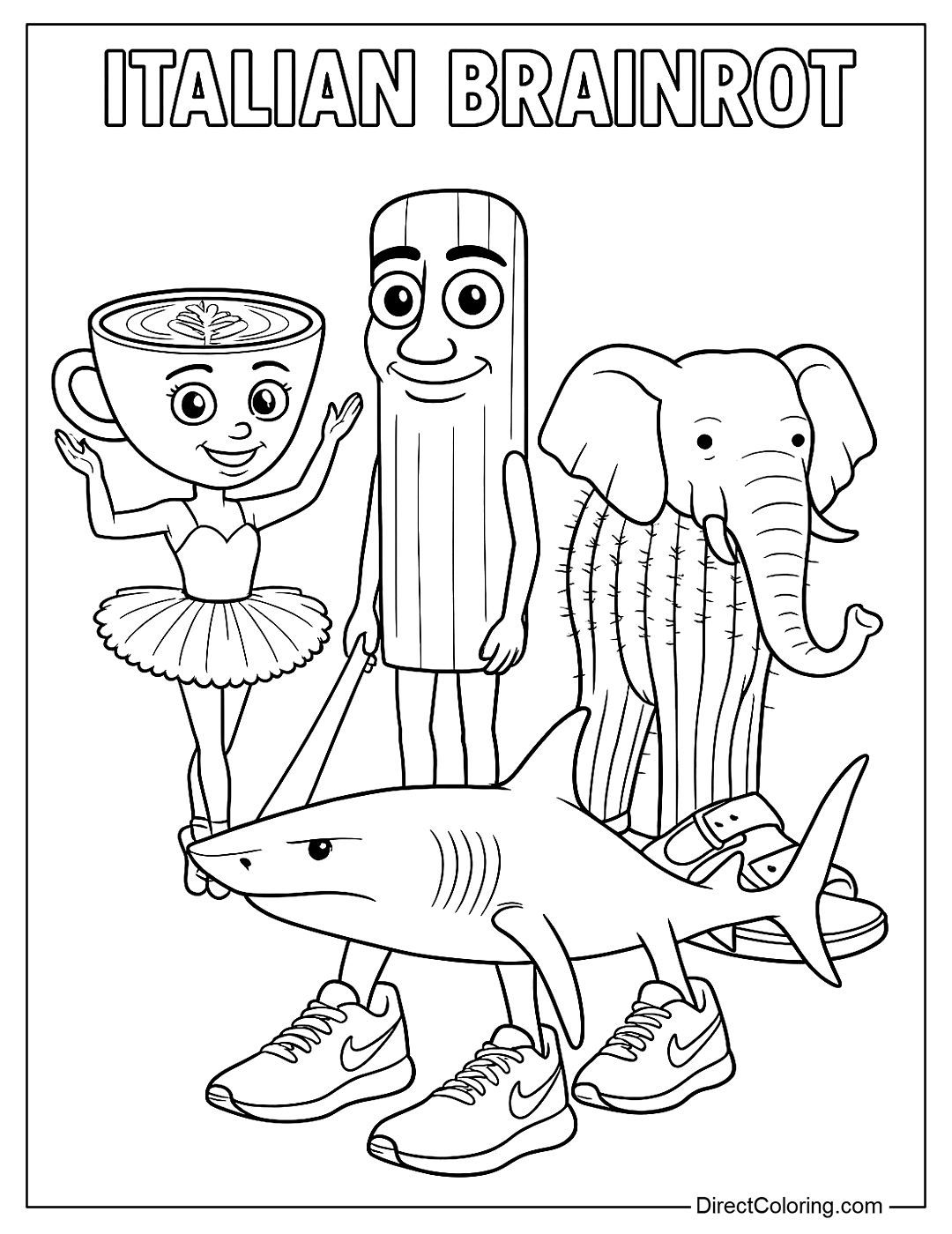 Italian Brainrot Coloring Page For Kids