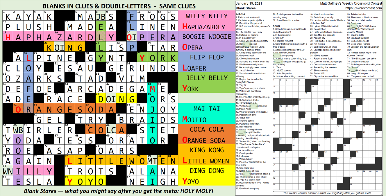 January 2021 Matt Gaffney s Weekly Crossword Contest Page 2
